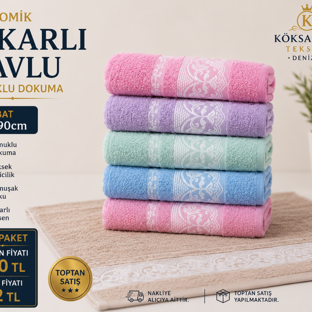 Ekonomik Jakarlı Havlu 50x90 12li Paket
