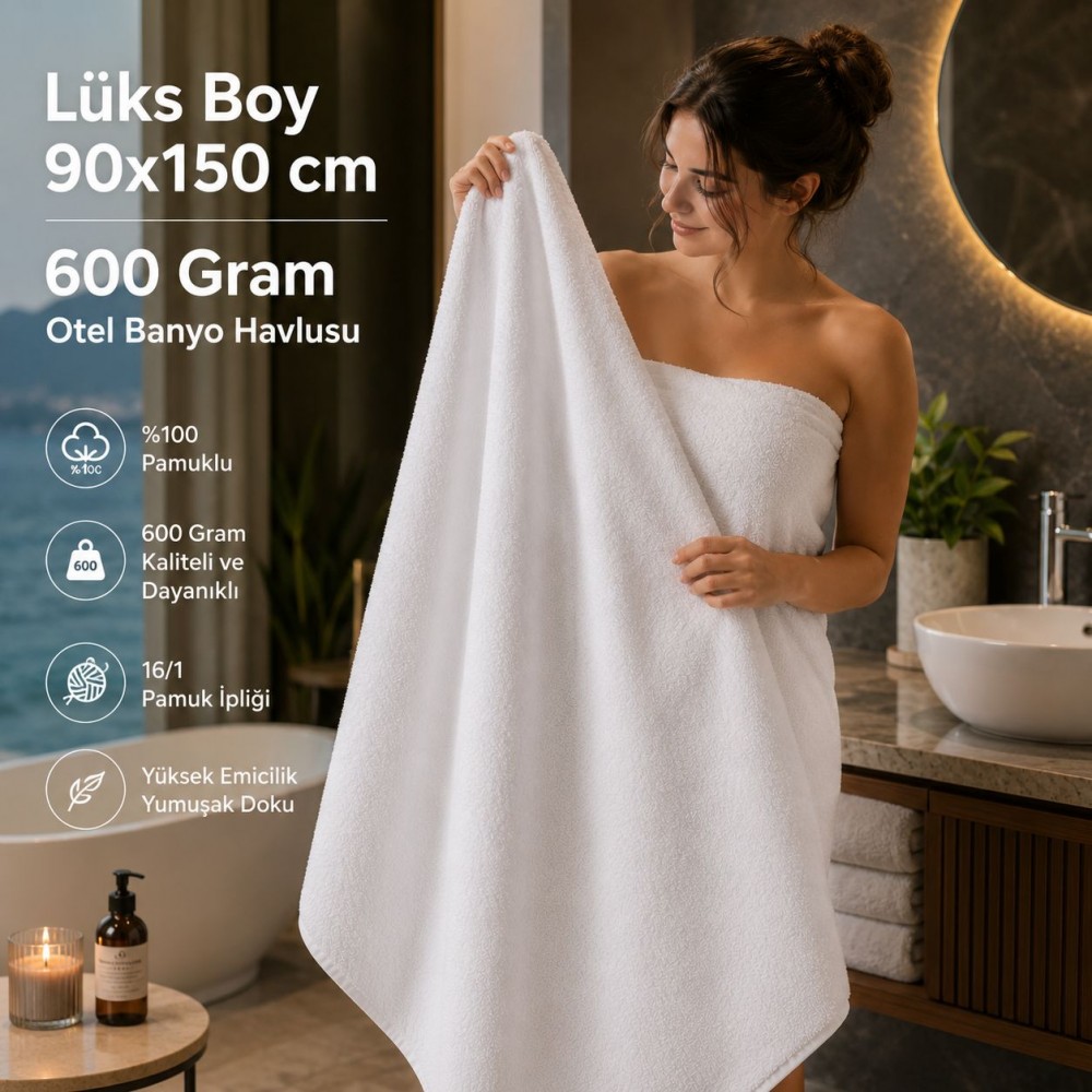 Lüks Boy 90x150 cm / 600 Gram Otel Banyo Havlusu 